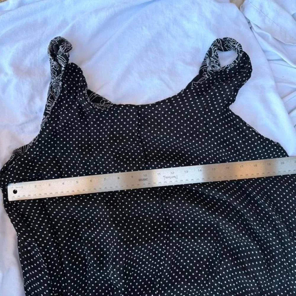 Handmade black and white reversible polka dot and floral dress - Picture 6 of 6